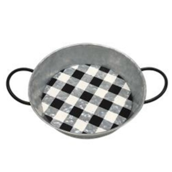 Black & White Buffalo Check Round Trays Set of 2 - Picture 6 of 13